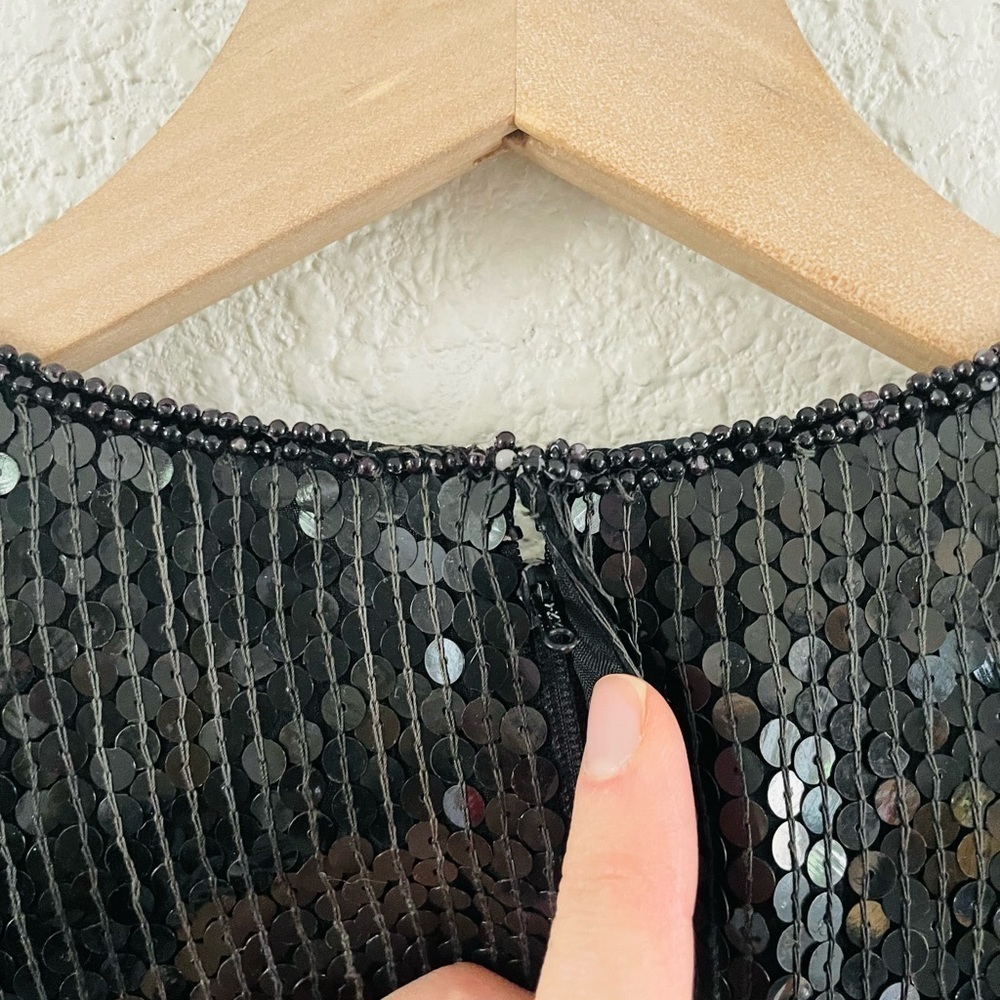 Vintage Stinay 100% Silk Beaded Sequin Top - Picture 4 of 12